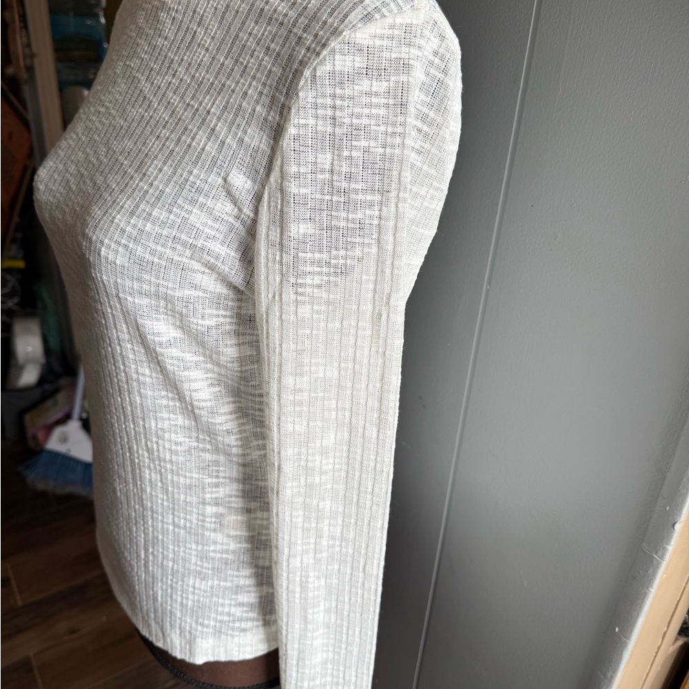 White Ribbed Long Sleeve Top - Picture 3 of 9